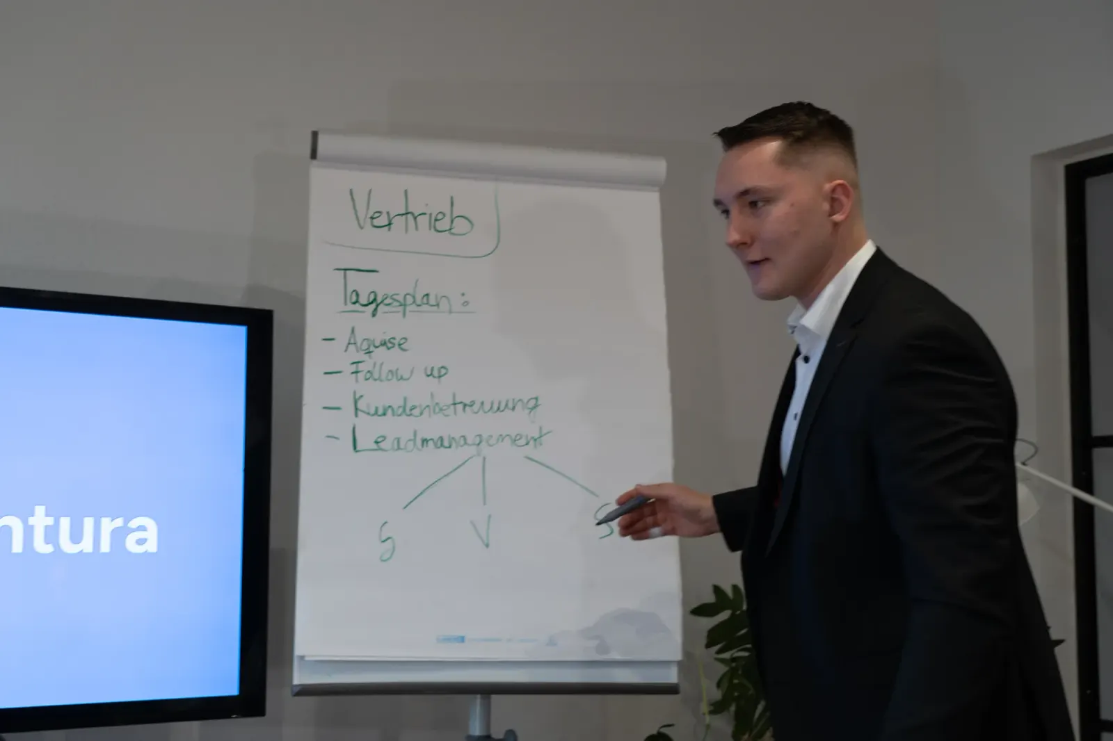 Sebastian Berndt schreibt an einem Flipchart