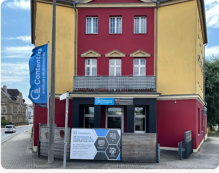 Das Bürogebäude von Contentura in Riesa von außen