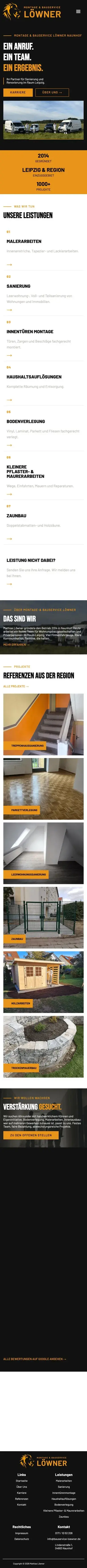 Die Website für Bauservice Löwner auf dem Handy