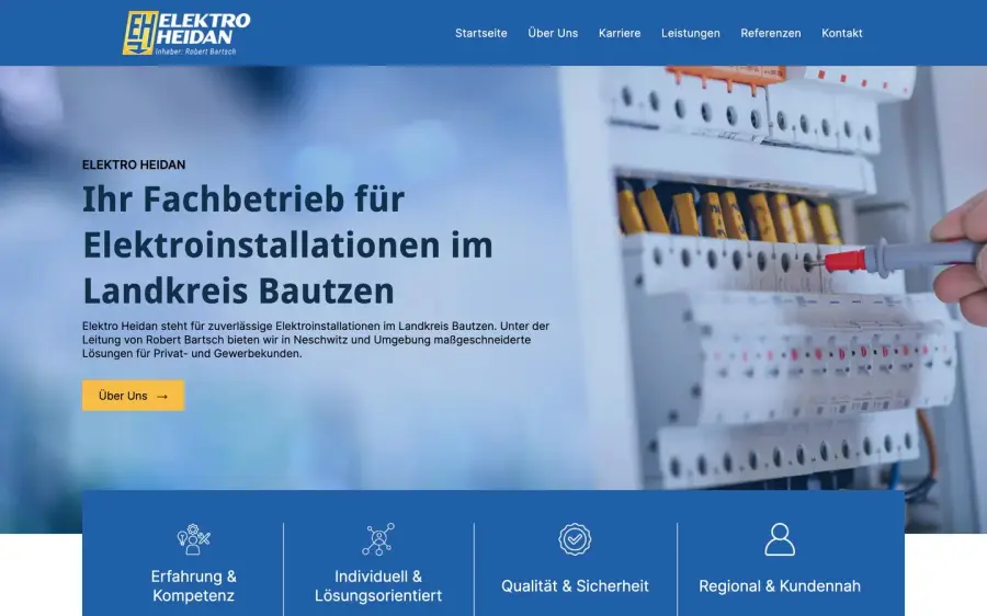 Die Website für Elektro Heidan