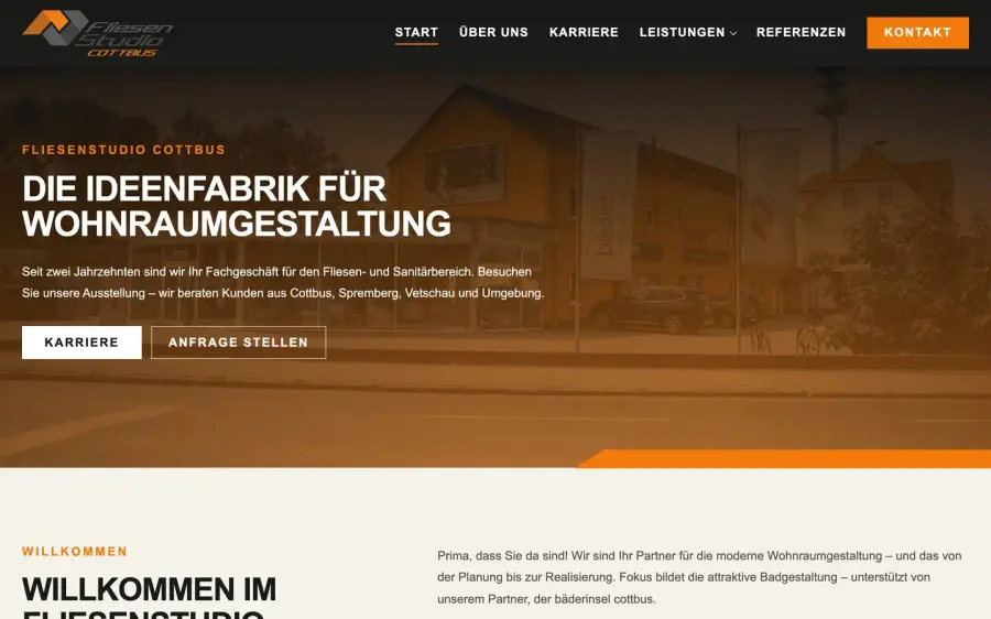 Die Website für Fliesenstudio Cottbus