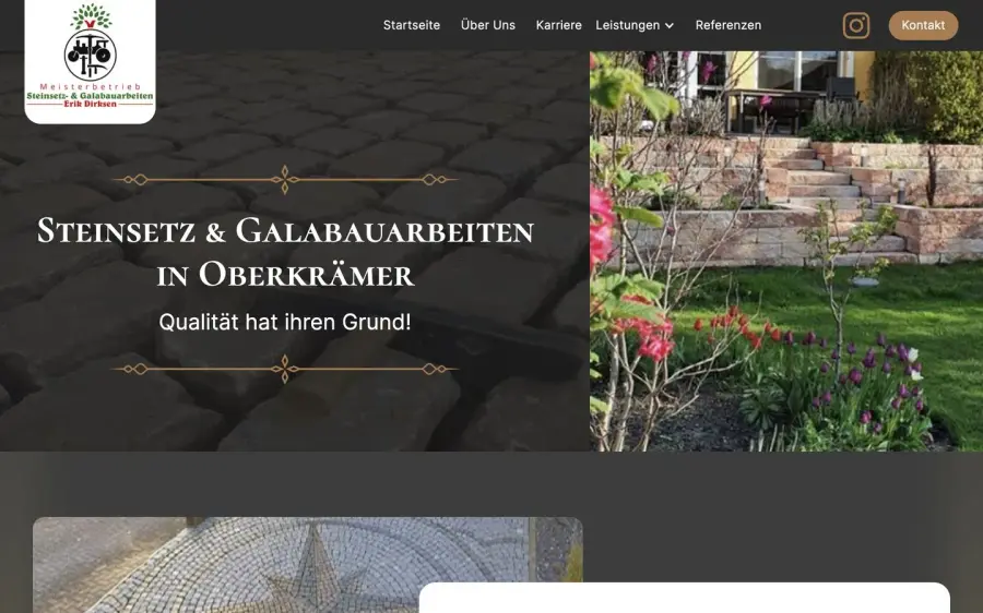 Die Website für Steinsetz & Galabau Dirksen