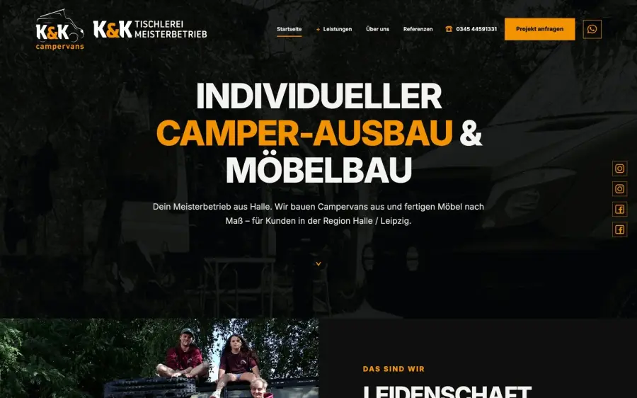 Die Website für Tischlerei K&K