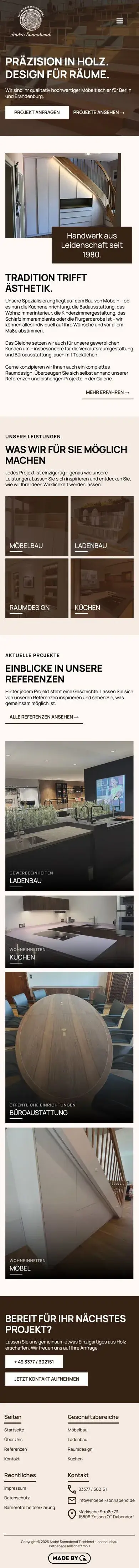 Die Website für Möbel Sonnabend auf dem Handy