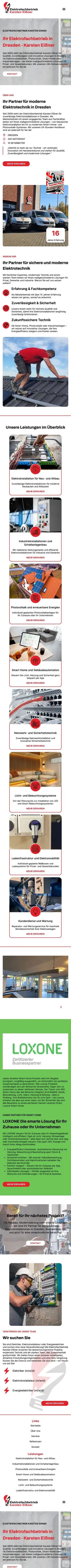 Die Website für Elektro Eißner auf dem Handy