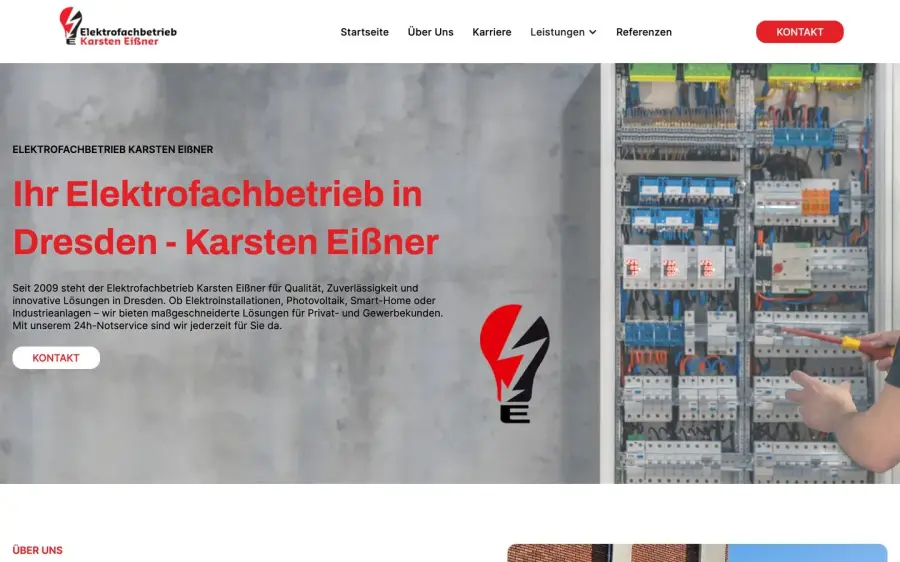 Der Kopfbereich der Website von Elektro Eißner