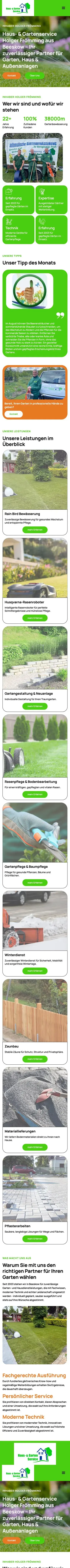 Die Website für Haus- & Gartenservice Holger Frömming auf dem Handy