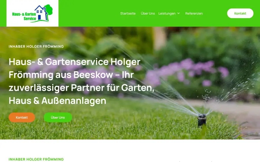 Der Kopfbereich der Website von Haus- & Gartenservice Holger Frömming