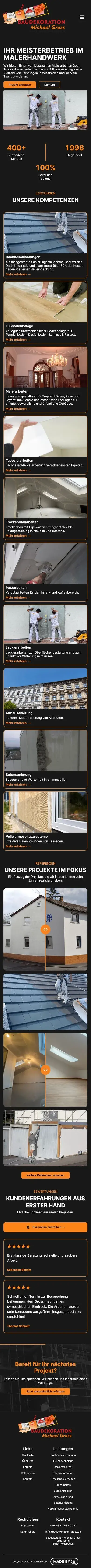 Die Website für Baudekoration Michael Gross auf dem Handy