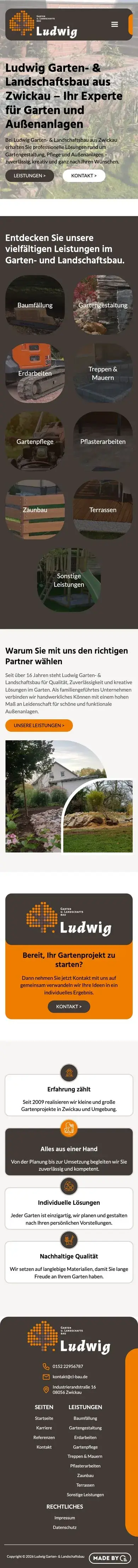 Die Website für Ludwig Garten- und Landschaftsbau auf dem Handy