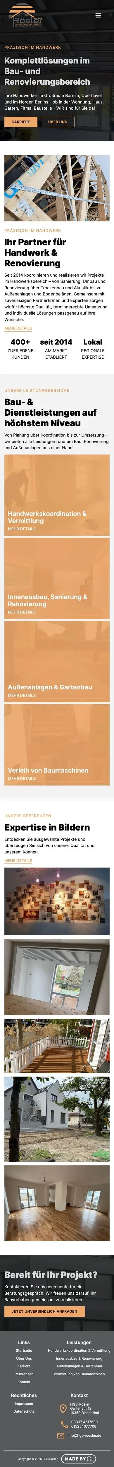Die Website für Haus & Grundstücksservice Rösler auf dem Handy