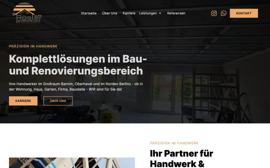 Der Kopfbereich der Website von Haus & Grundstücksservice Rösler