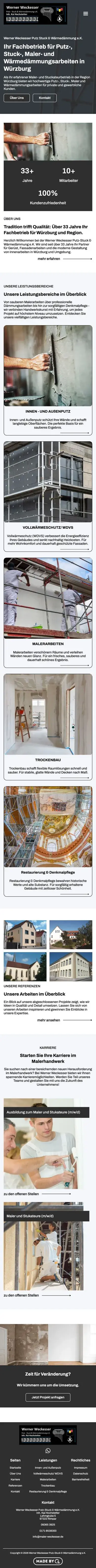 Die Website für Werner Weckesser Putz-Stuck & Wärmedämmung auf dem Handy