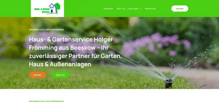 Dieselbe Stelle auf der heutigen Website von Haus- & Gartenservice Frömming