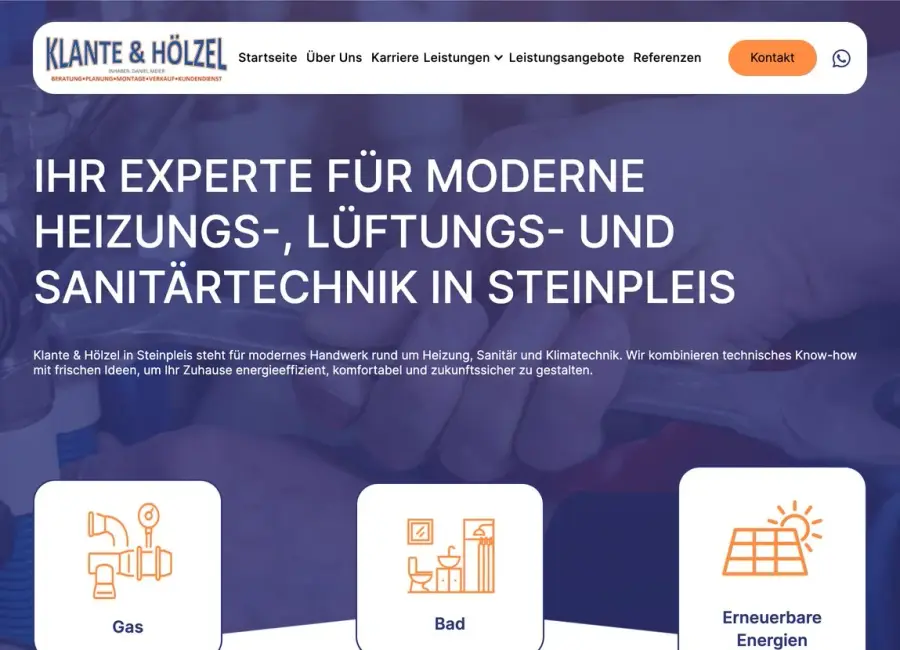 Dieselbe Stelle auf der heutigen Website von Klante & Hölzel