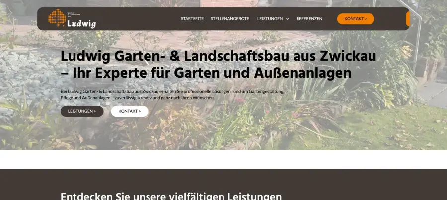 Dieselbe Stelle auf der heutigen Website von Ludwig Garten- und Landschaftsbau