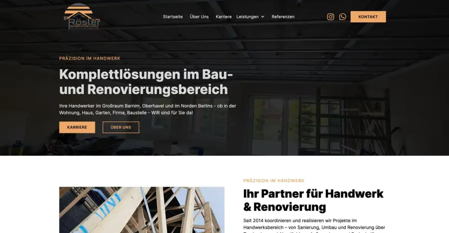Dieselbe Stelle auf der heutigen Website von HGS Rösler