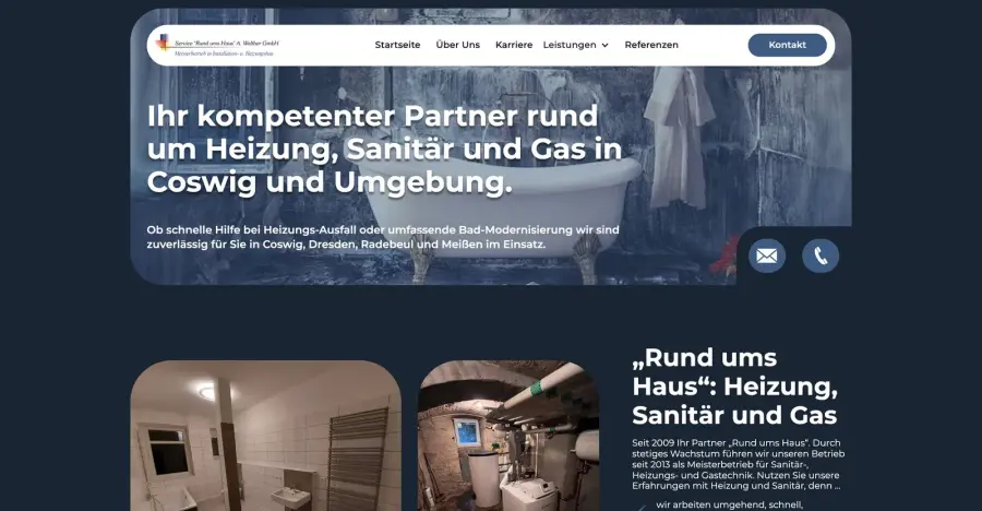 Dieselbe Stelle auf der heutigen Website von Service „Rund ums Haus“ A. Walther