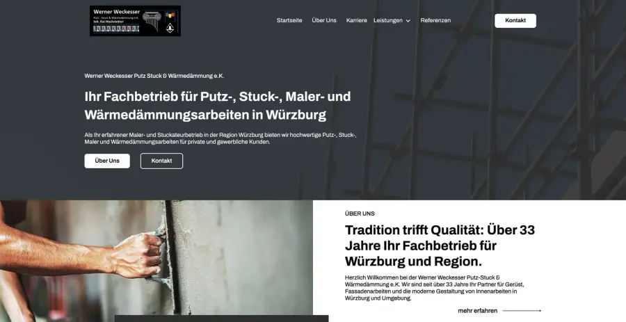 Dieselbe Stelle auf der heutigen Website von Werner Weckesser Putz-Stuck & Wärmedämmung