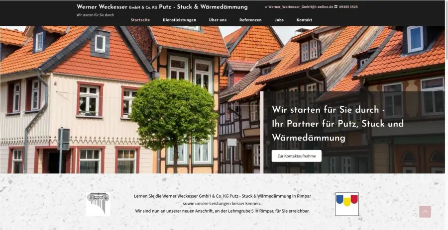 Die frühere Website von Werner Weckesser mit einem Kauffoto von Fachwerkhäusern im Kopfbereich